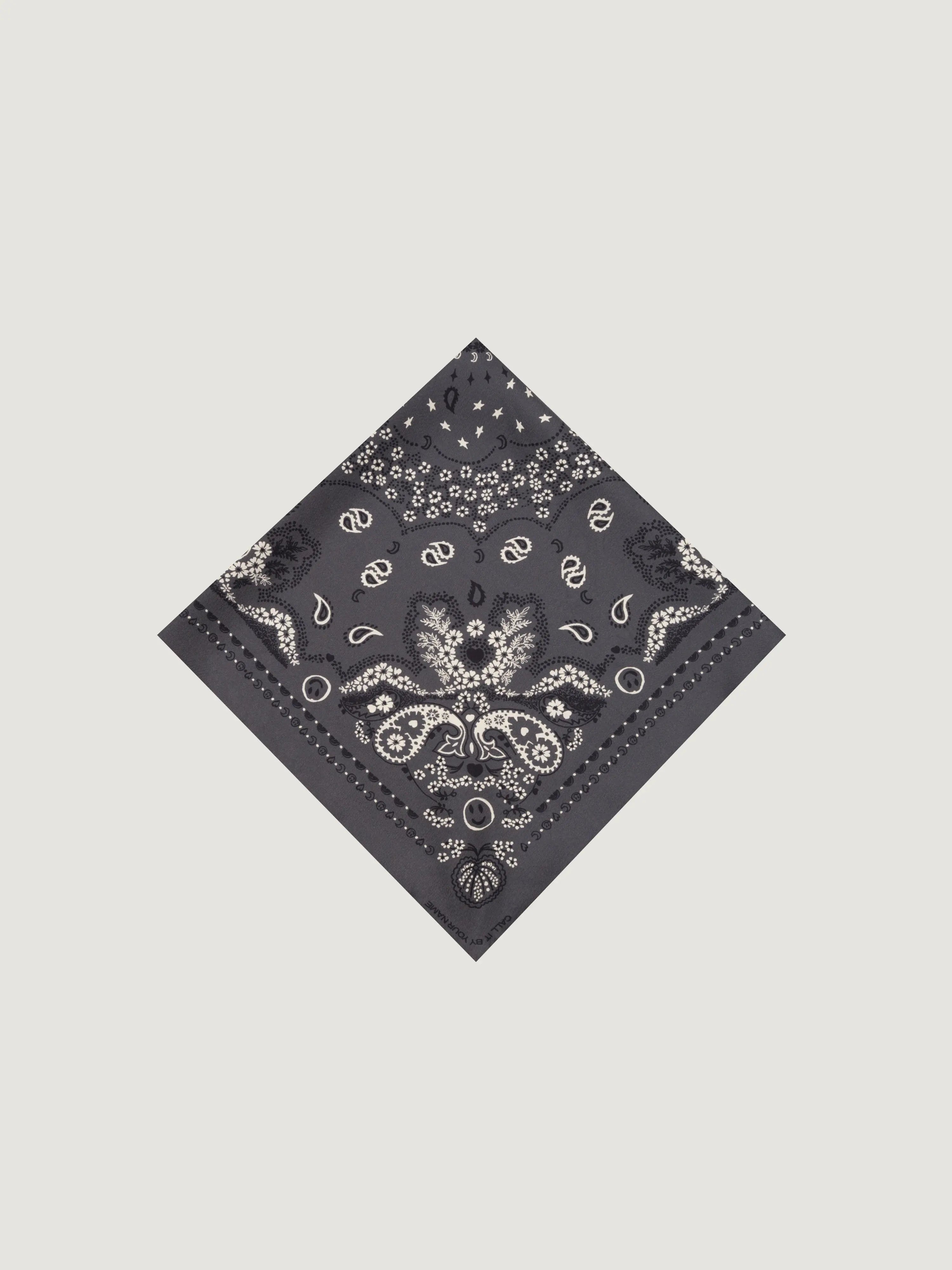 Classic Silk Bandana - CHARCOAL GREY - Small Size