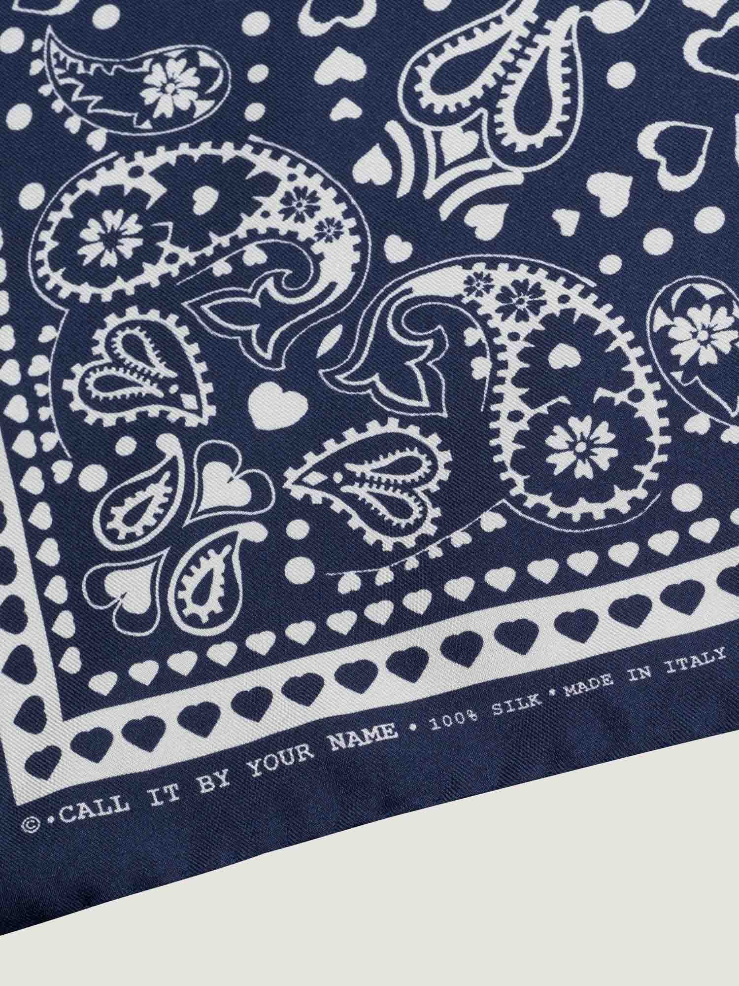 Bandana en Soie - NAVY MI COLAZON - Petit Modèle