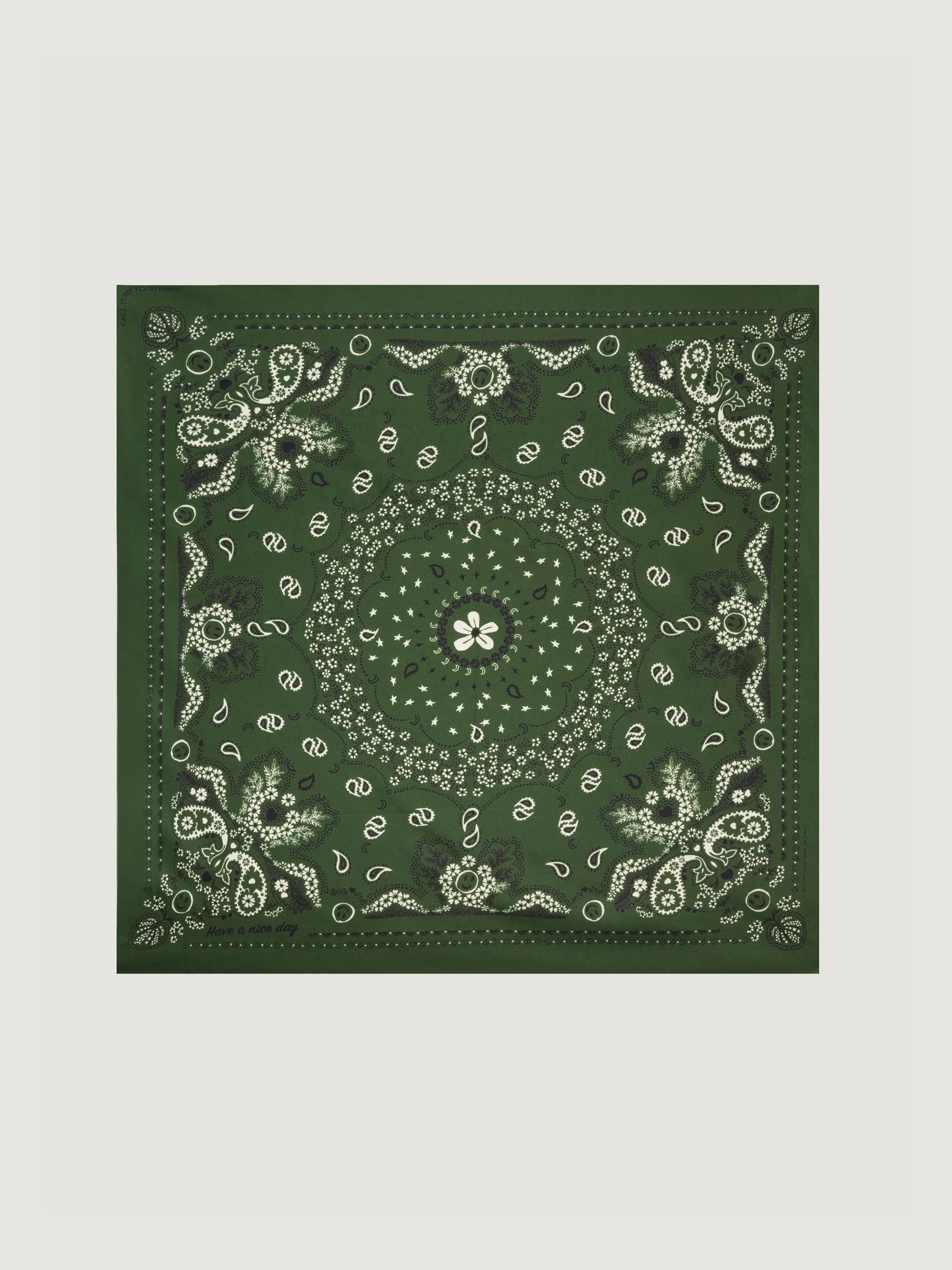 Silk Bandana - BOTTLE GREEN - Small Size