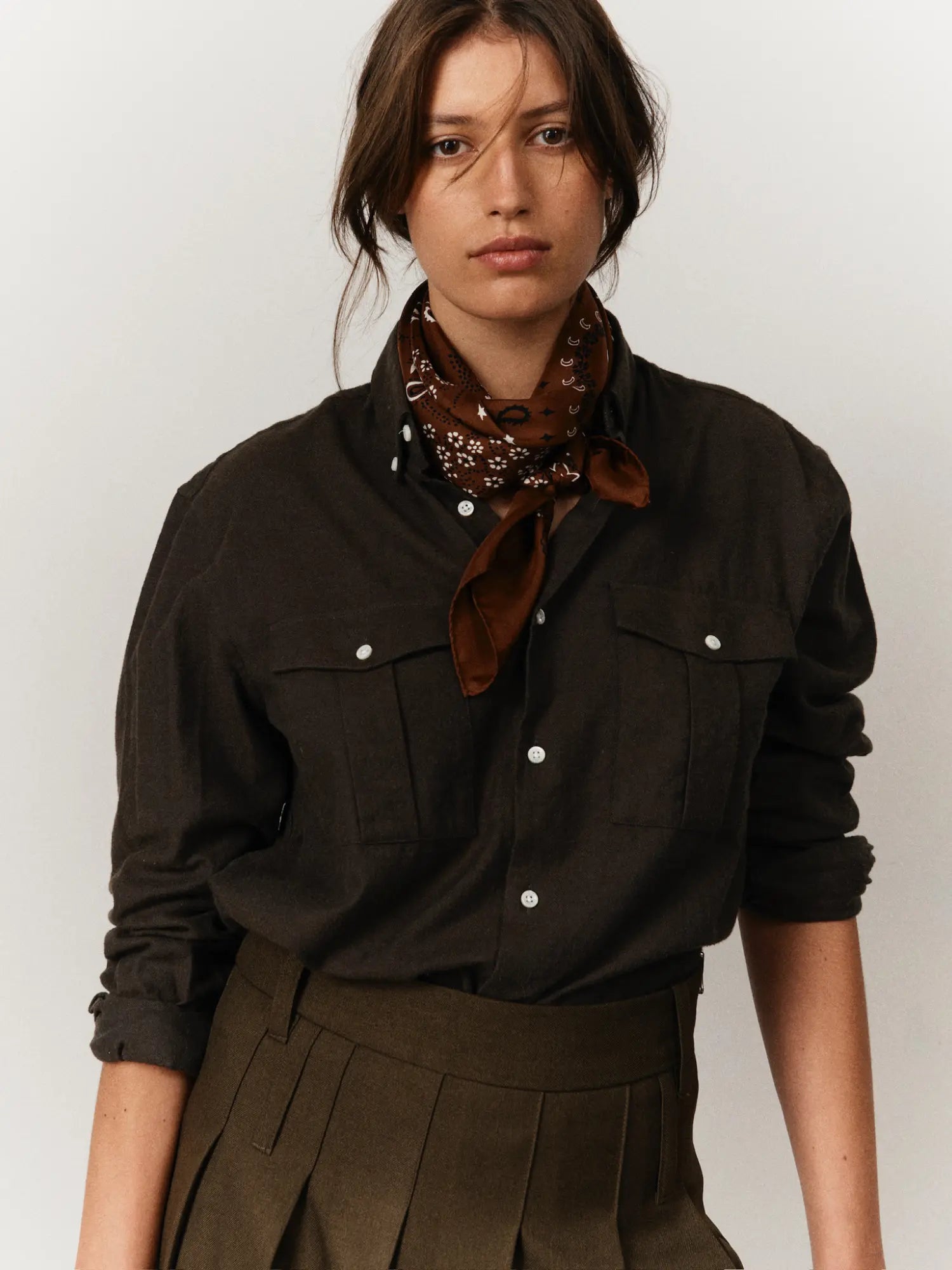 Silk Bandana - BROWN - Small Size