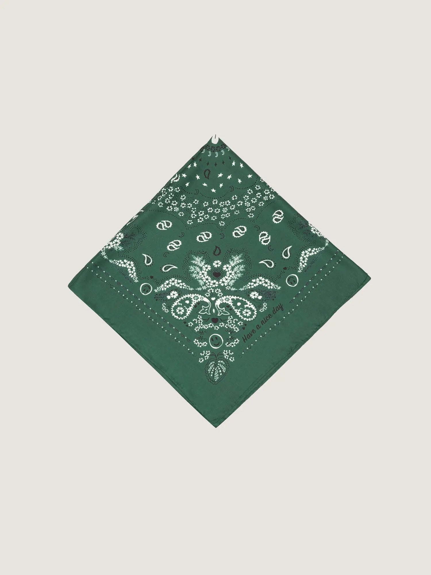 Classic Silk Bandana - BOTTLE GREEN - Large Size