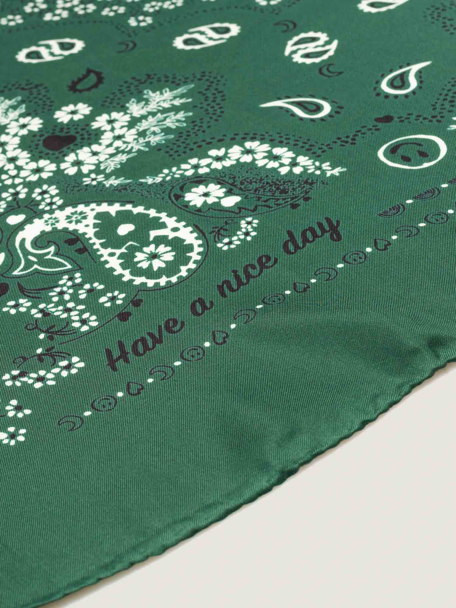 Classic Silk Bandana - BOTTLE GREEN - Large Size