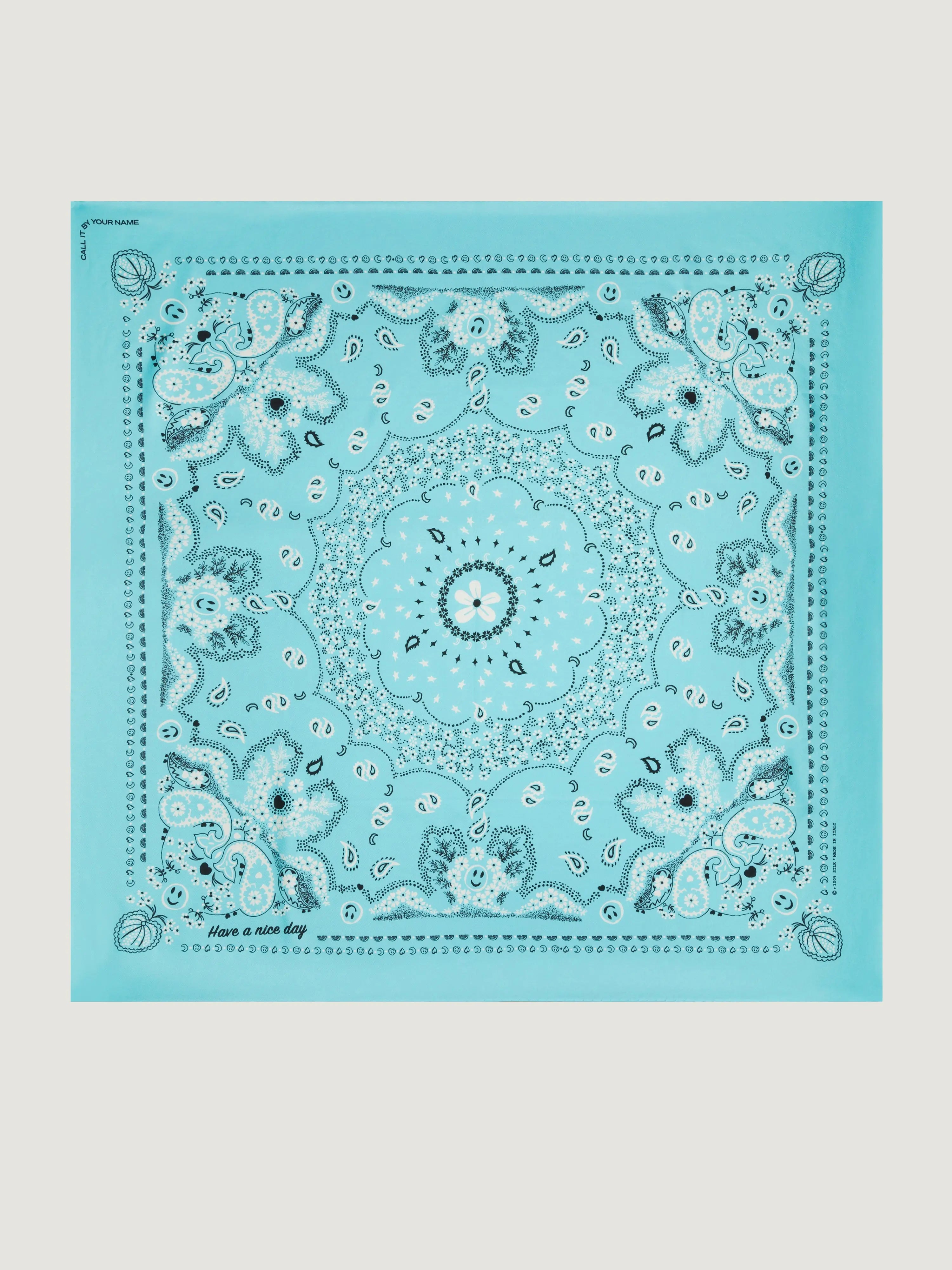 Bandana en Soie - TURQUOISE - Grand Modèle