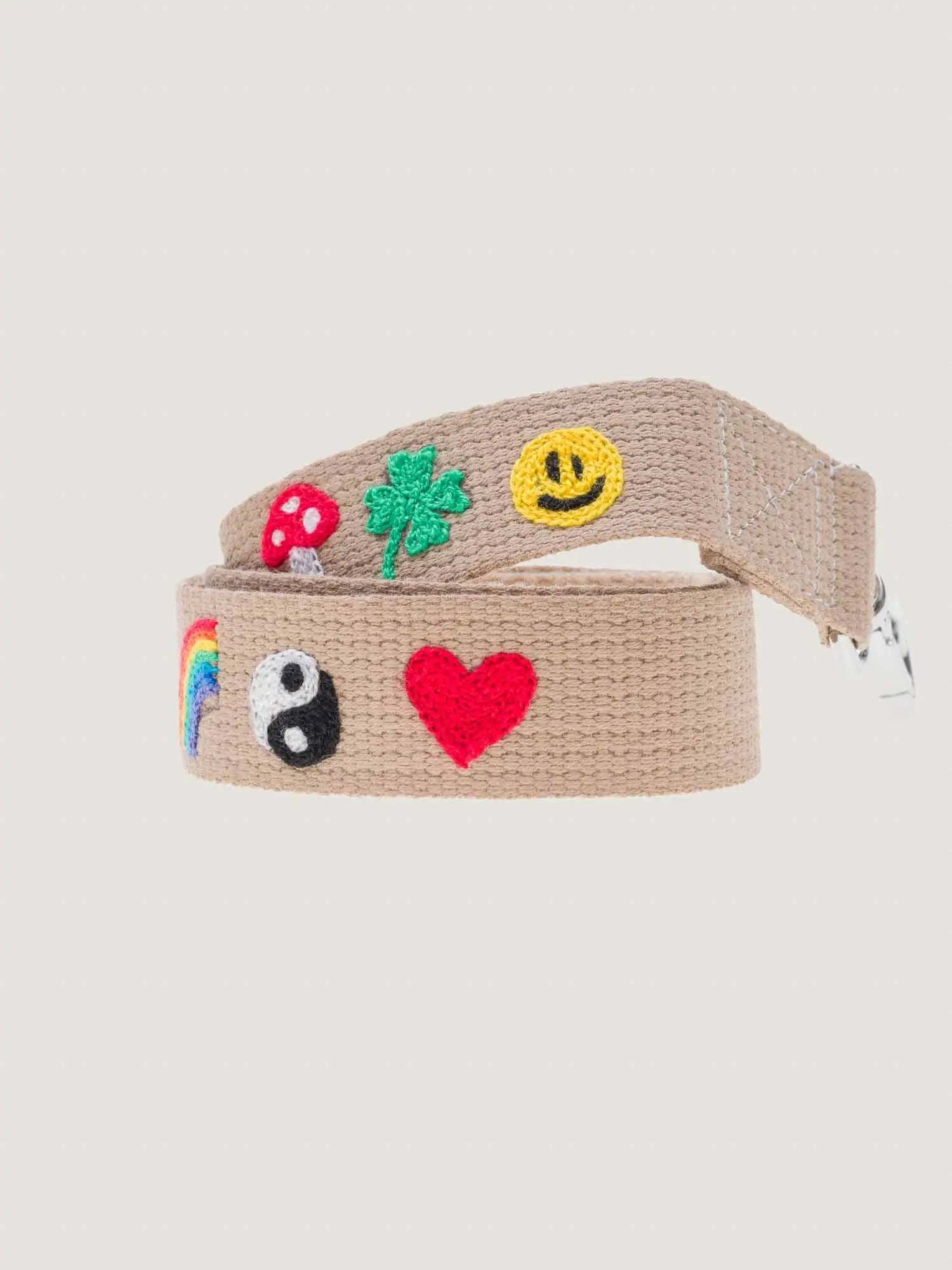 Embroidered Handle - MULTI-EMOJIS - Beige