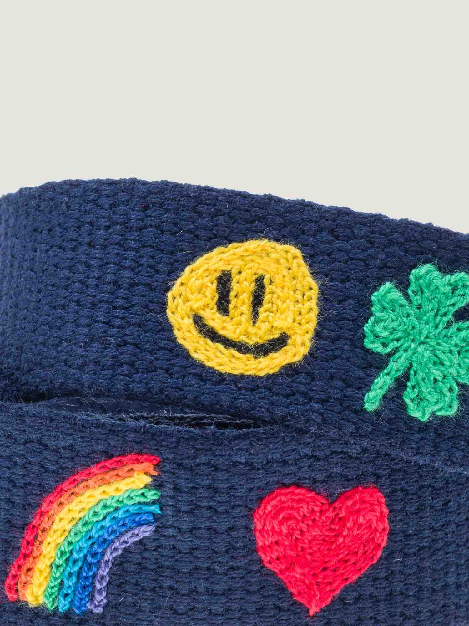 Embroidered Handle - MULTI-EMOJIS - Navy