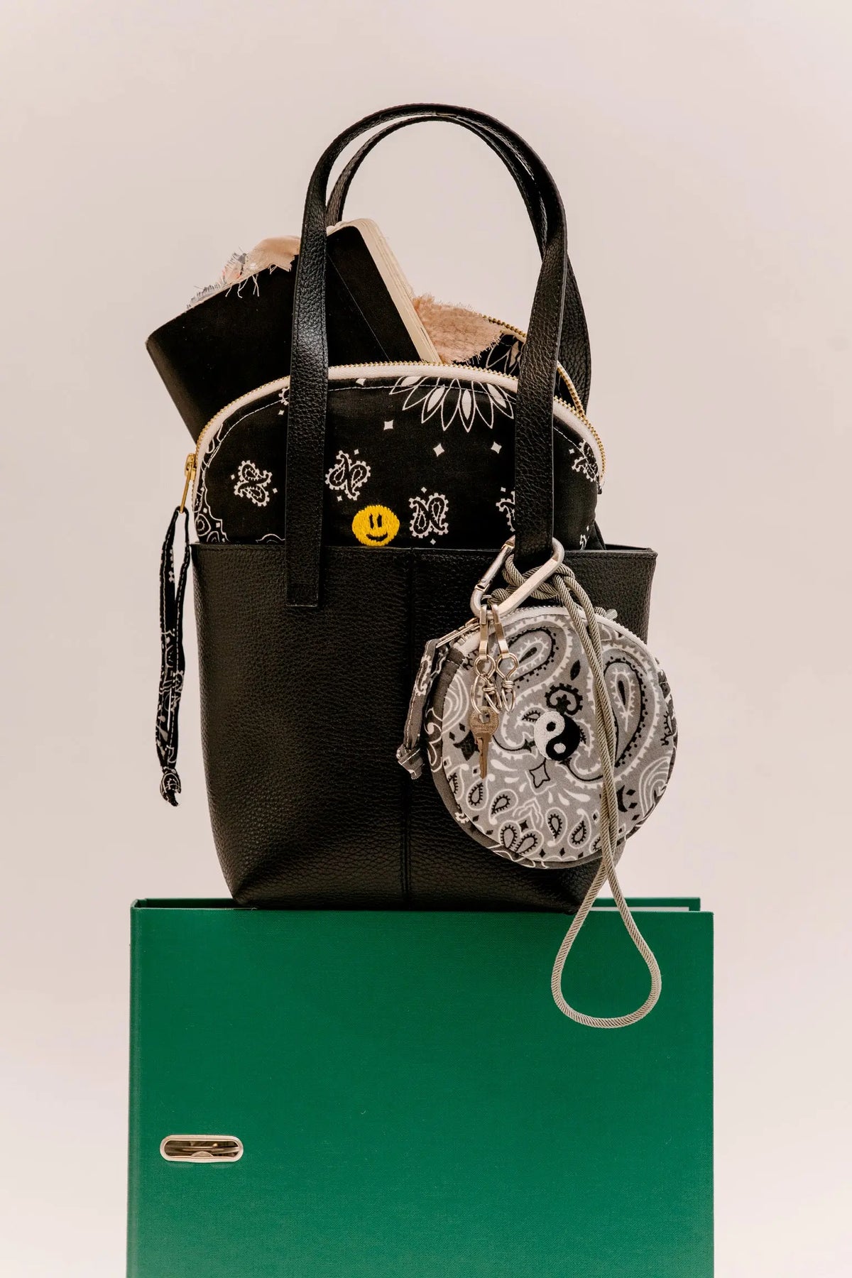 Mini Leather Tote Bag - Black