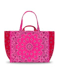 Quilted Maxi Cabas Tote - Heart -  Fuchsia / Real Red