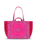 Quilted Medium Cabas Tote - HEART - Fuchsia / Real Red