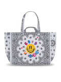 Quilted Maxi Cabas Tote - GOOD VIBES - All White