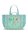 Quilted Maxi Cabas Tote - HOLIDAYS - Mint / Pale Blue