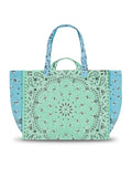Quilted Maxi Cabas Tote - HOLIDAYS - Mint / Pale Blue
