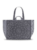 Quilted Maxi Cabas Tote - LOVE - Dark Grey / Pale Grey