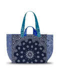 Quilted Medium Cabas Tote - LOVE - Navy / Quadricolor