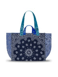 Quilted Medium Cabas Tote - LOVE - Navy / Colorblock