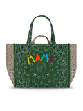 Quilted Maxi Cabas Tote - MAMA - Green Week-End / Beige