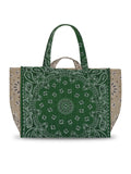 Quilted Maxi Cabas Tote - MAMA - Green Week-End / Beige