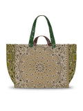 Quilted Maxi Cabas Tote - LOVE - Beige / Colorblock