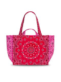 Quilted Medium Cabas Tote - HEARTS - Real Red / Fuchsia