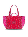 Quilted Medium Cabas Tote - HEARTS - Real Red / Fuchsia