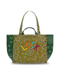 Quilted Medium Cabas Tote - LUCK - Bronze / Week-End Green