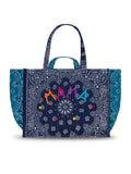 Quilted Maxi Cabas Tote - MAMA - Navy / Petrol