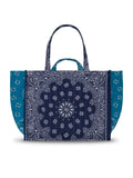 Quilted Maxi Cabas Tote - MAMA - Navy / Petrol
