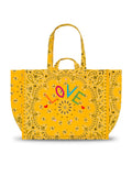 Quilted Maxi Cabas Tote - LOVE - All Gold Yellow