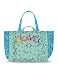 Quilted Maxi Cabas Tote - TRAVEL - Mint / Pale Blue