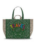 Quilted Maxi Cabas Tote - TRAVEL - Weekend Green / Beige