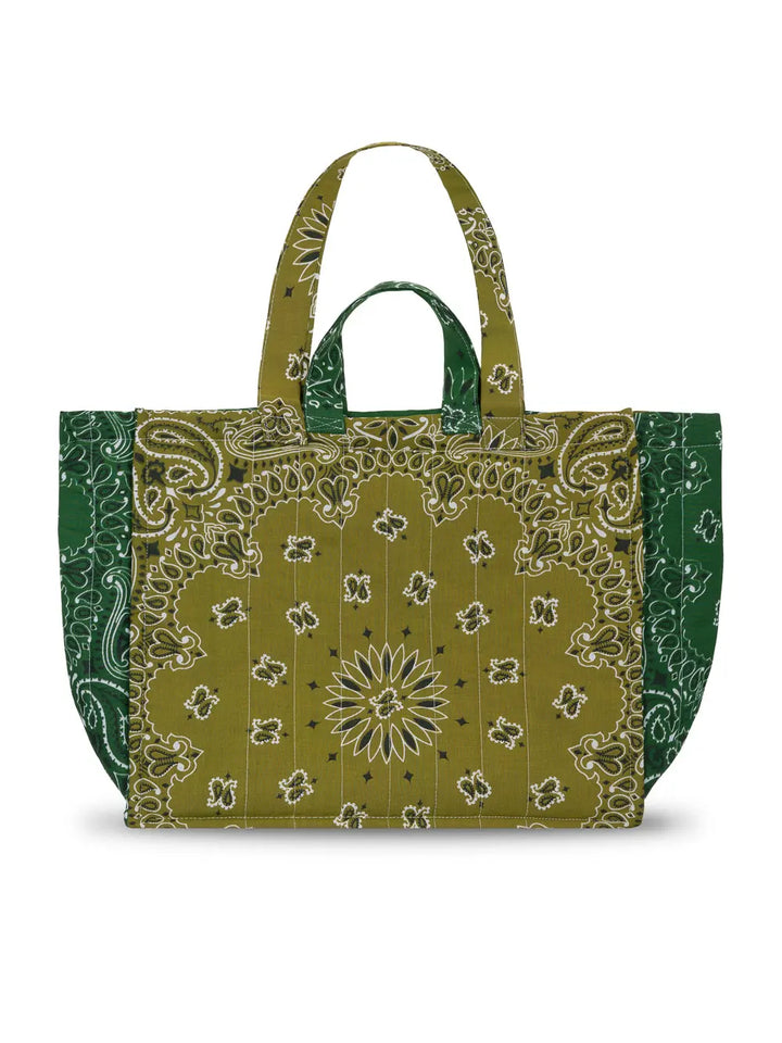 PREORDER- Maxi Cabas Matelassé Trefle in Bronze / Vert Week-End