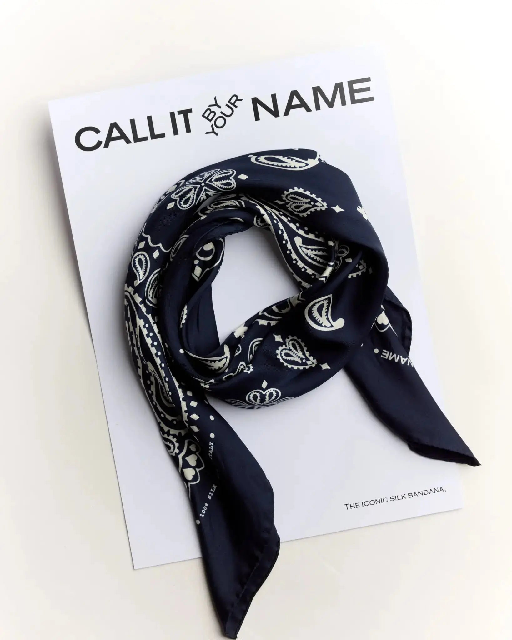 Silk Bandana - STAR - NAVY - Large Size