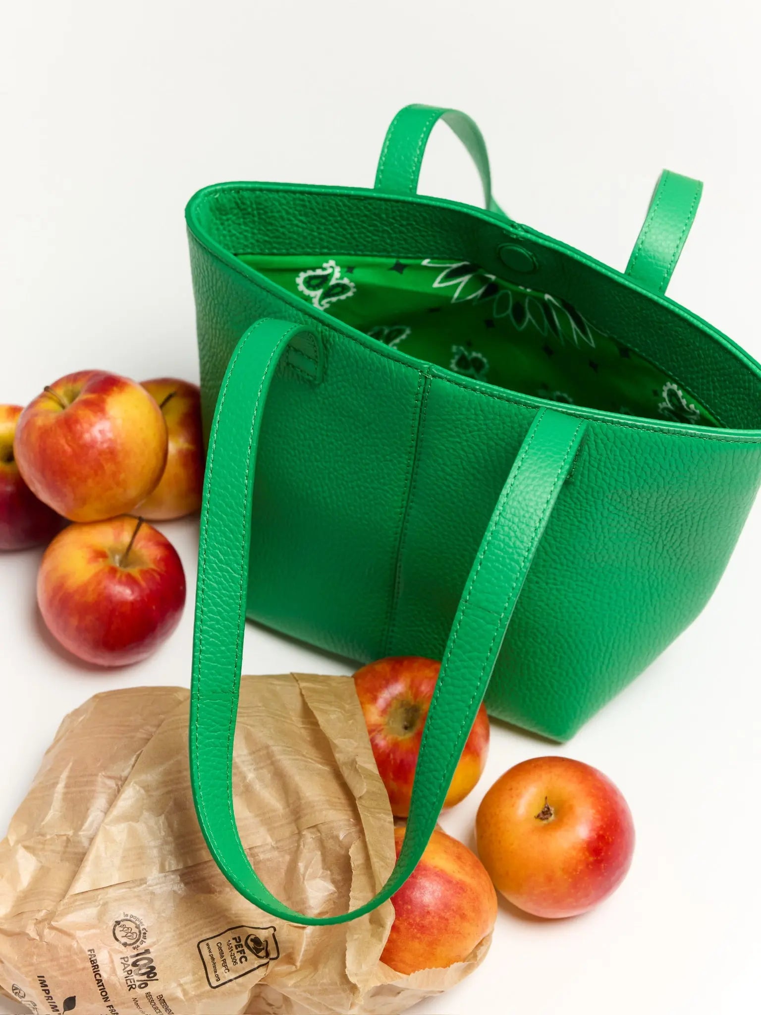 Sac Mini Tote Cuir - Vert Gazon