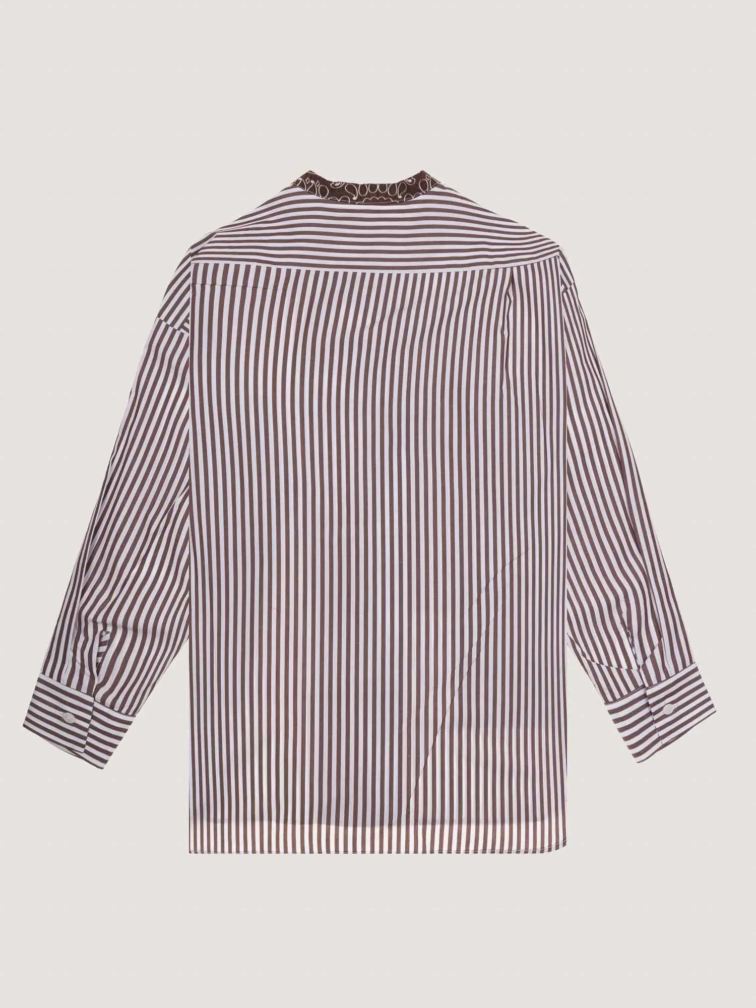 Chemise rayée unisexe - Marron / Beige