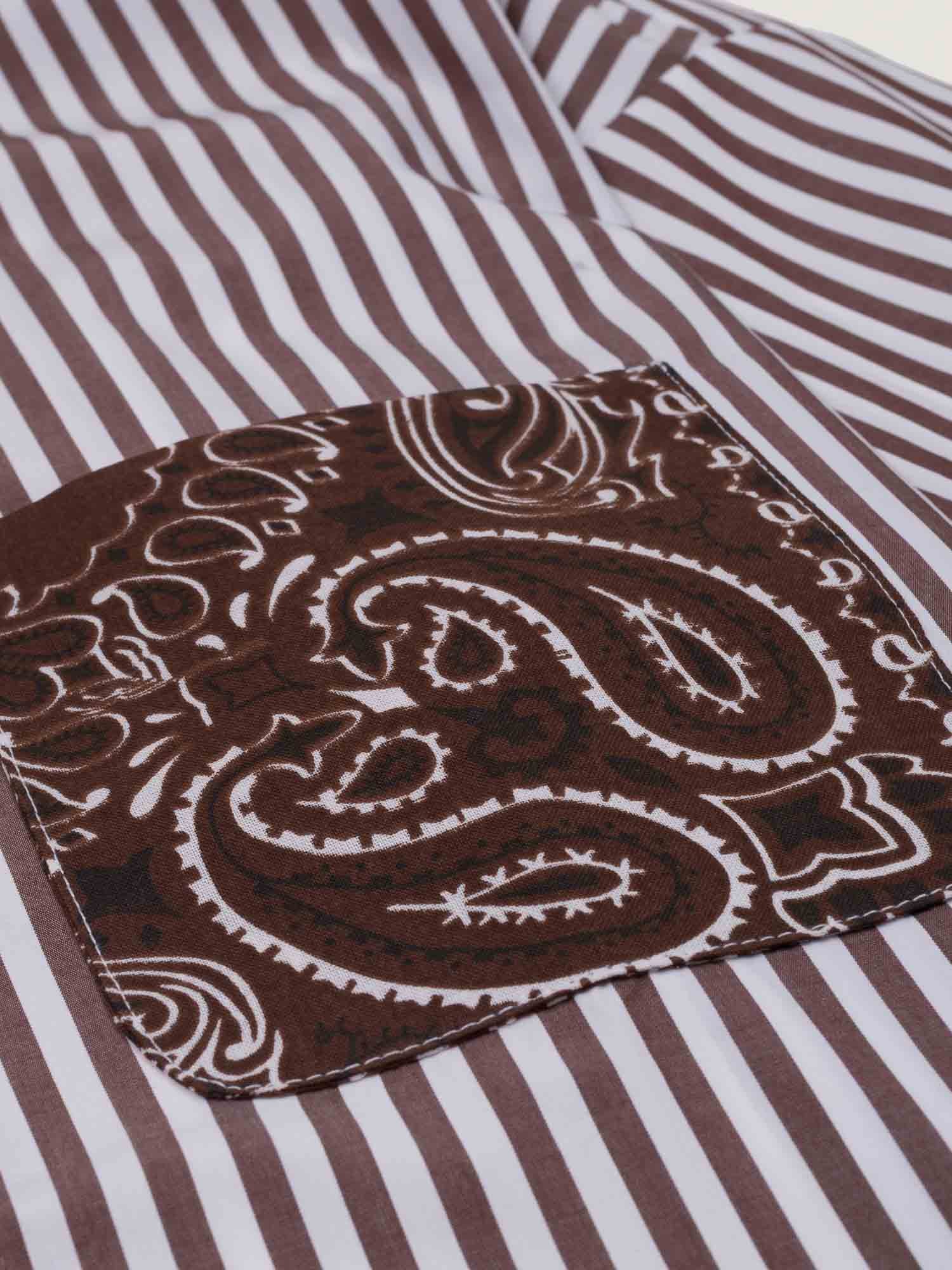 Chemise rayée unisexe - Marron / Beige