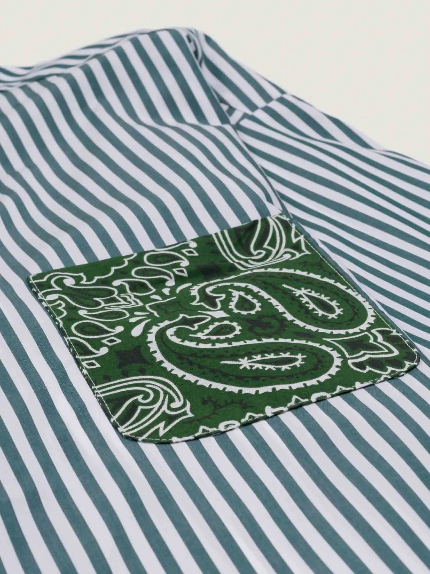 Unisex striped shirt - Week-End Green / Beige