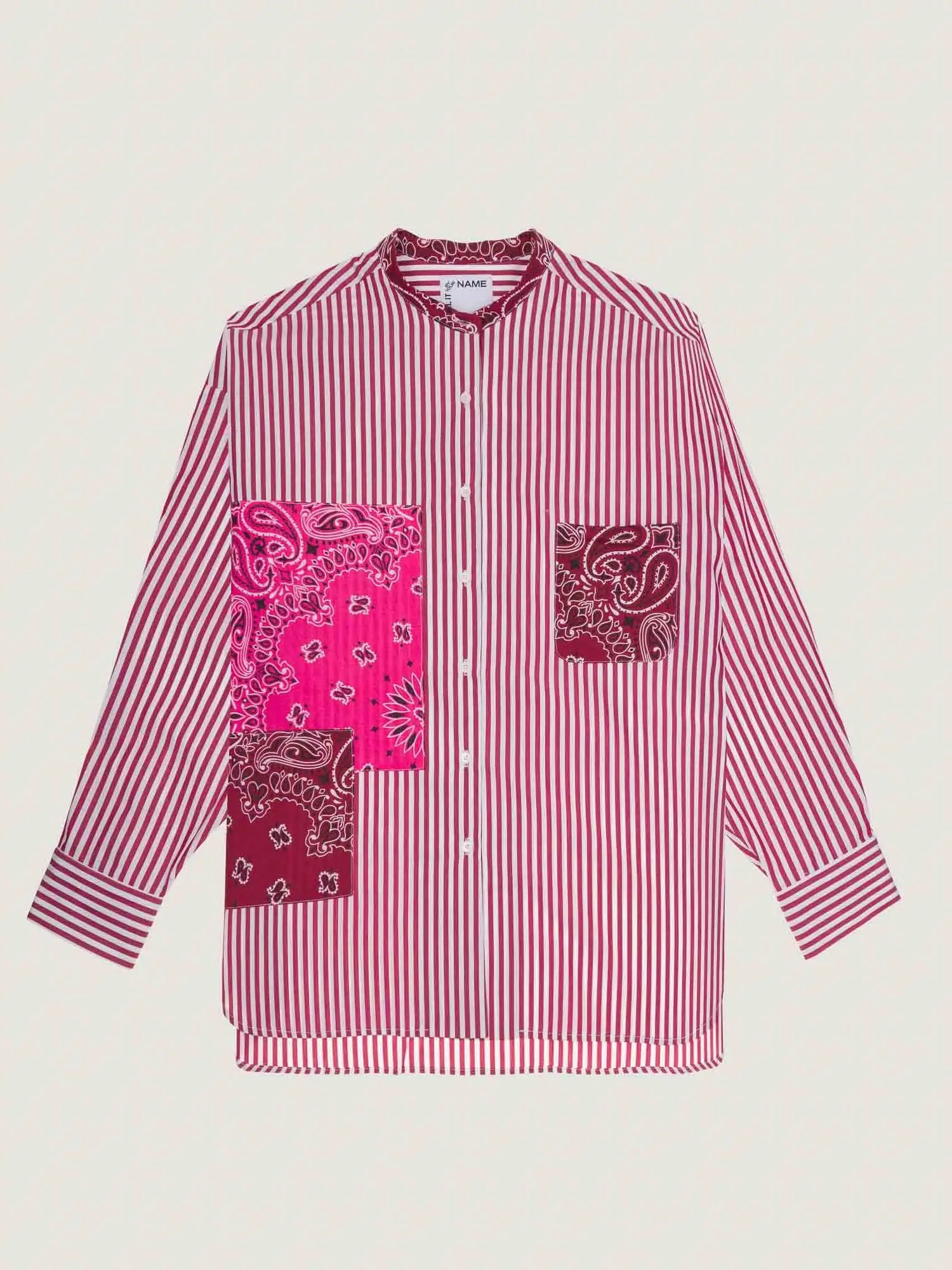 Chemise rayée unisexe - Bordeaux / Fuchsia