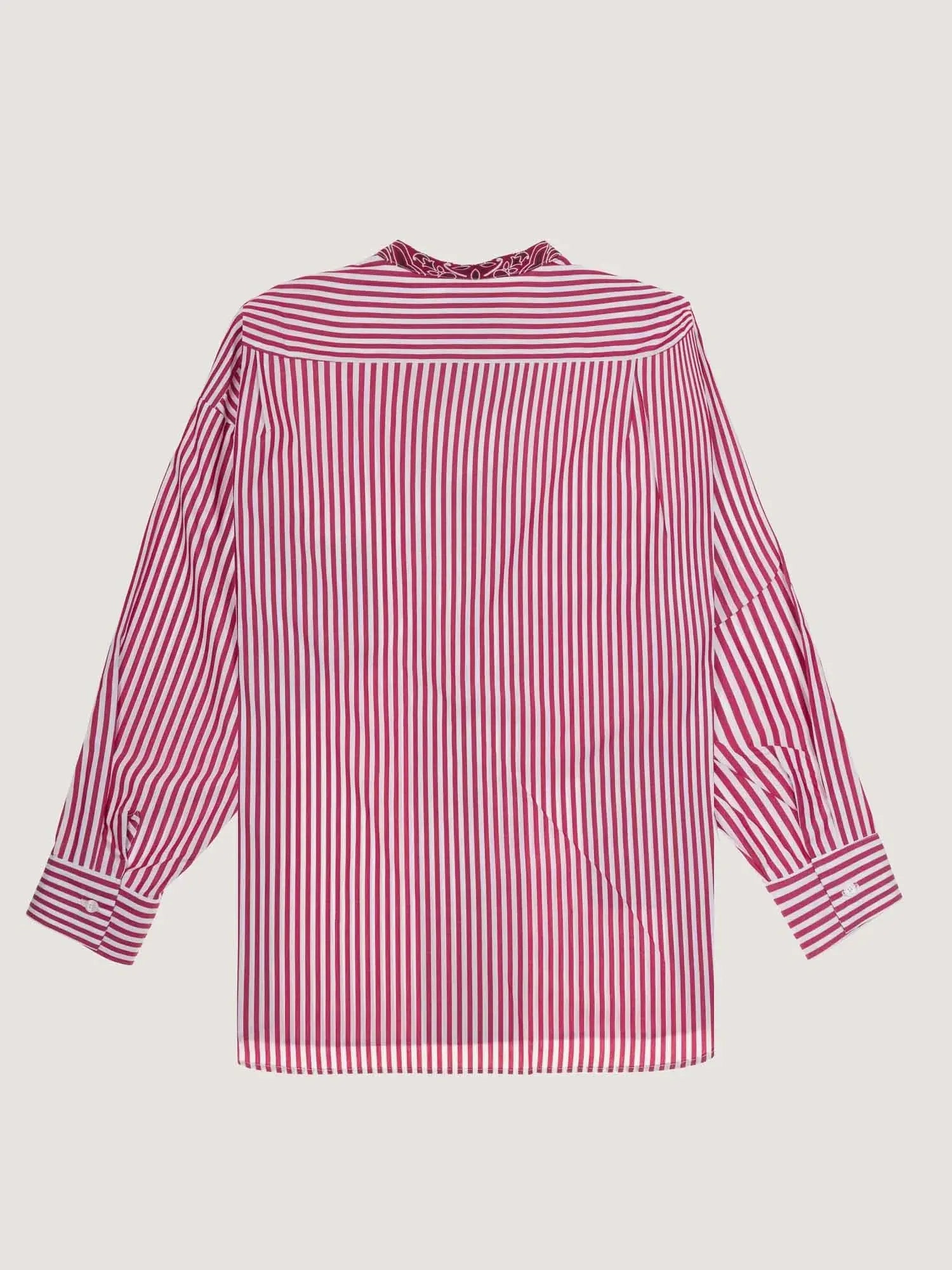 Chemise rayée unisexe - Bordeaux / Fuchsia