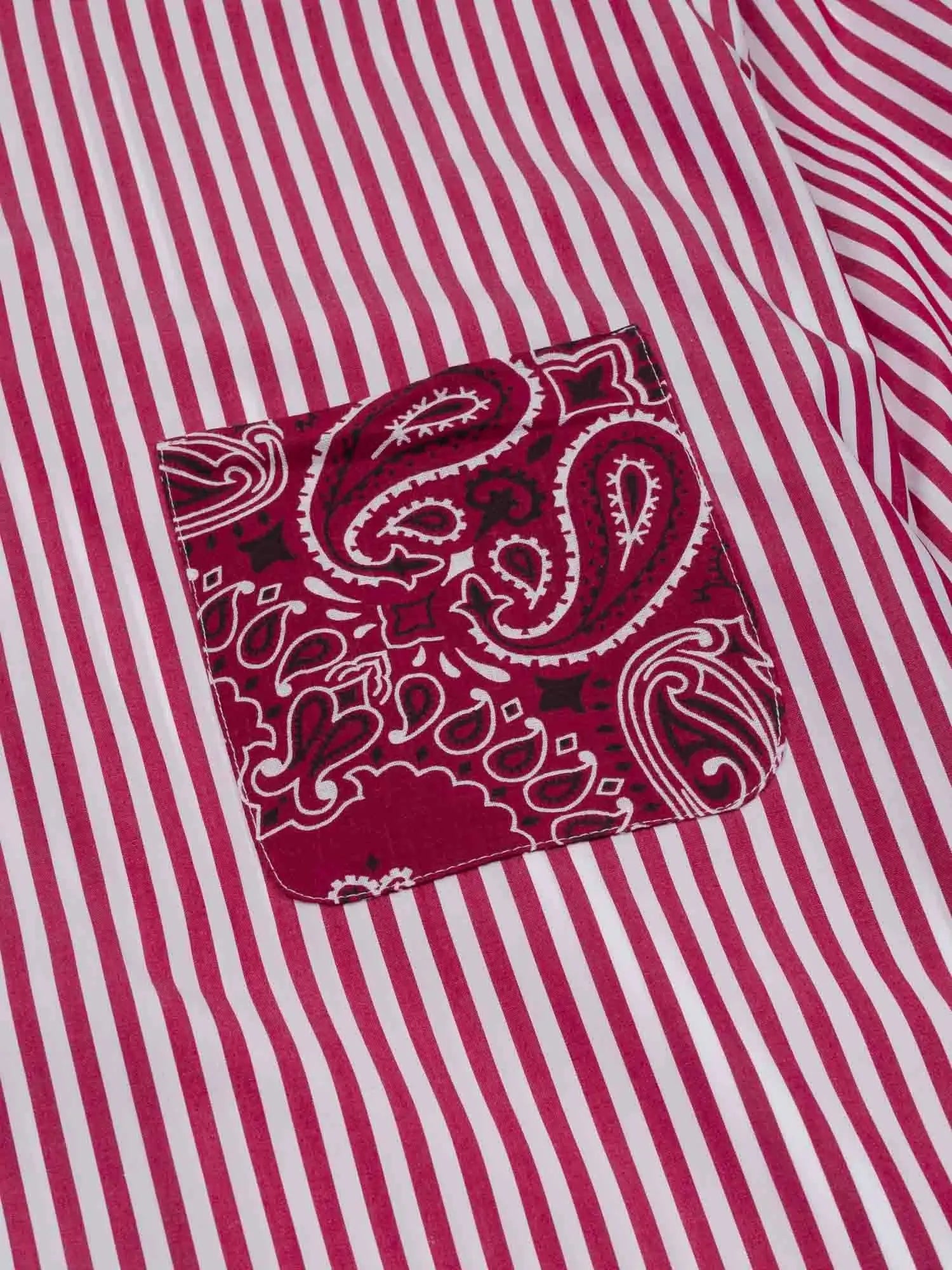 Chemise rayée unisexe - Bordeaux / Fuchsia