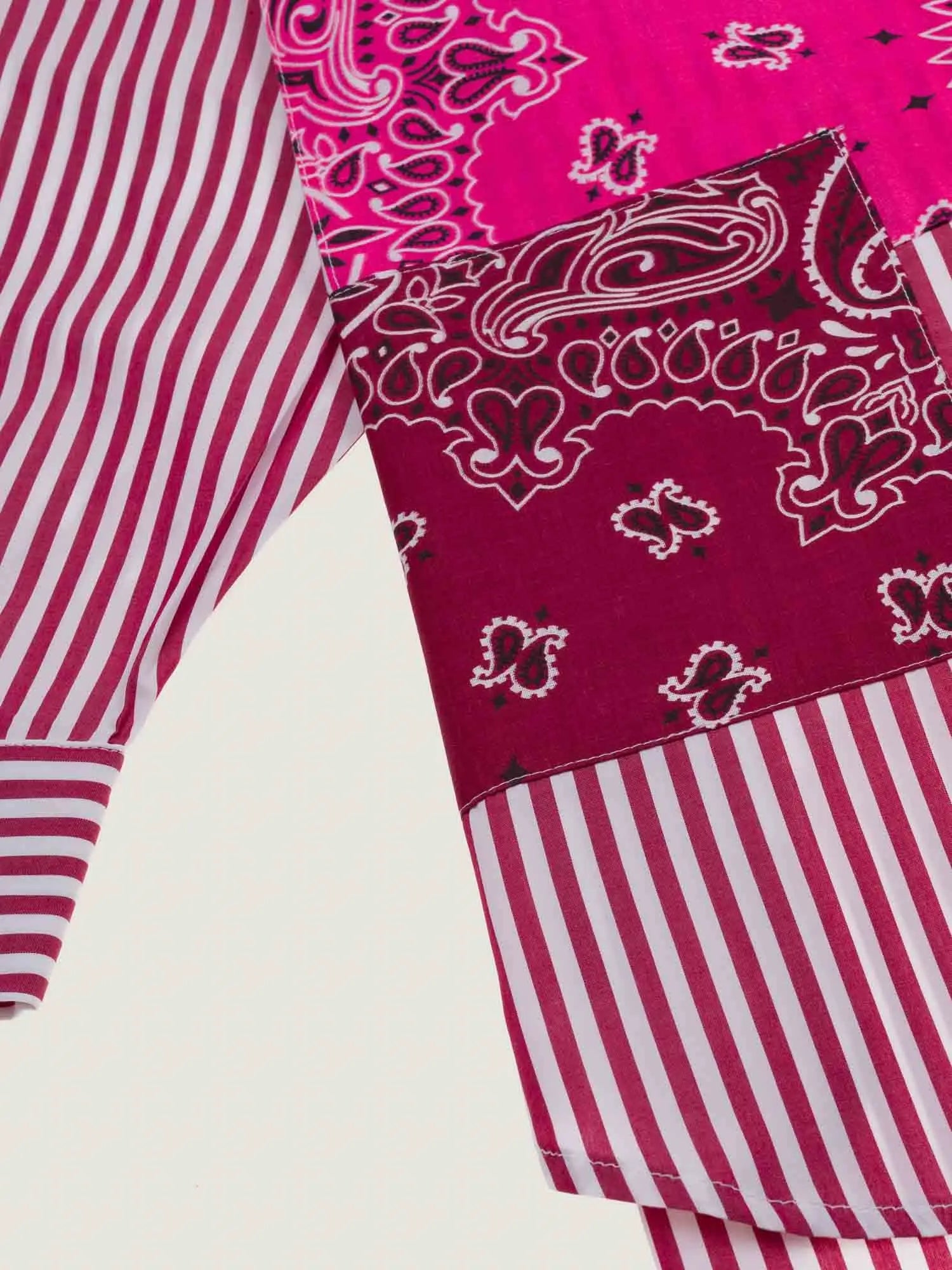 Chemise rayée unisexe - Bordeaux / Fuchsia