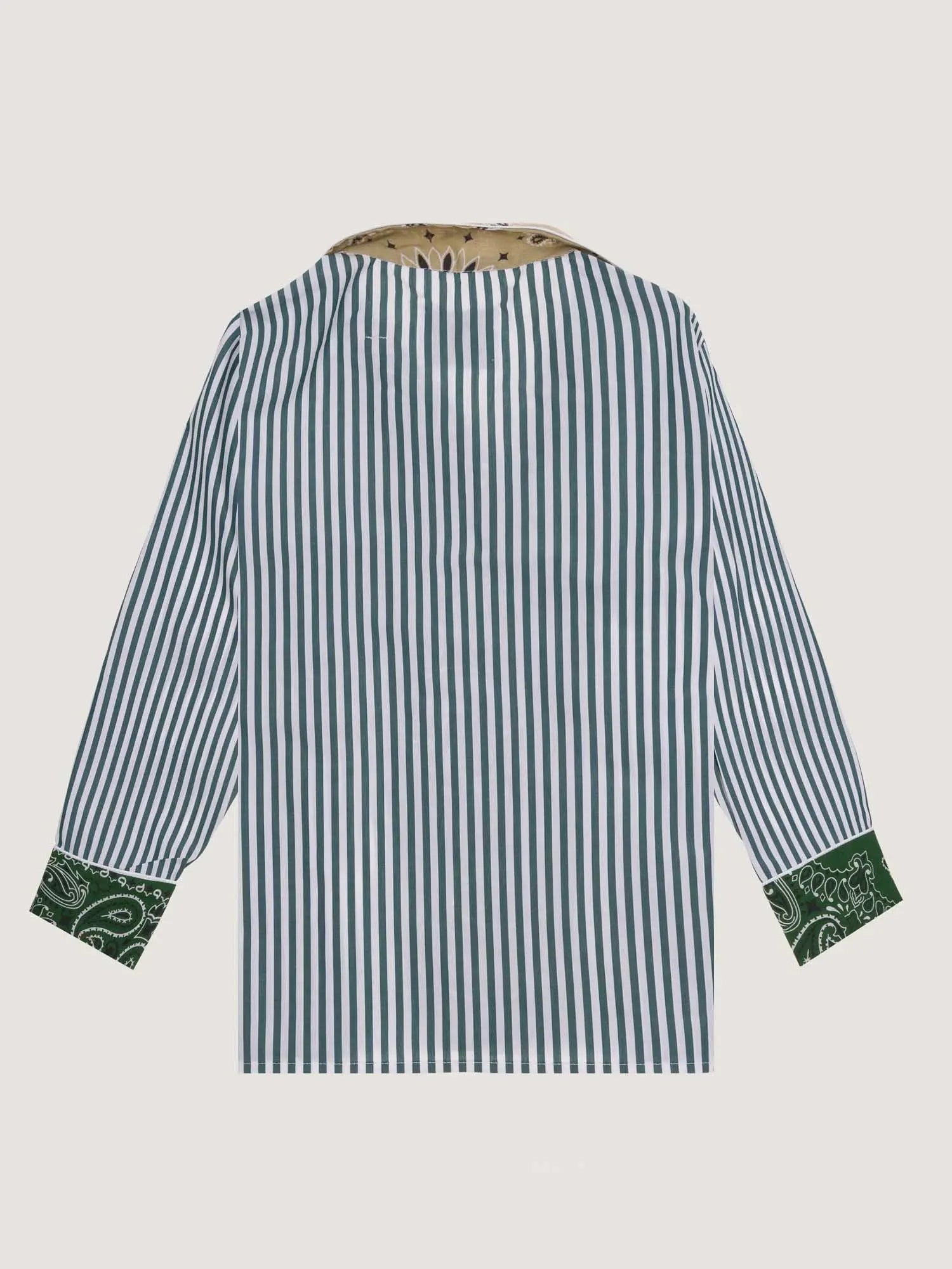 Chemise rayée - Vert Week-End / Beige