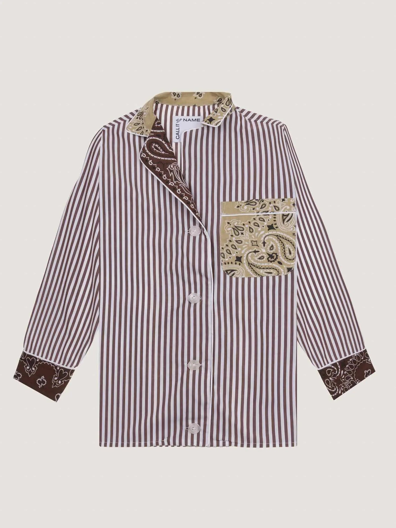 Chemise rayée - Marron / Beige