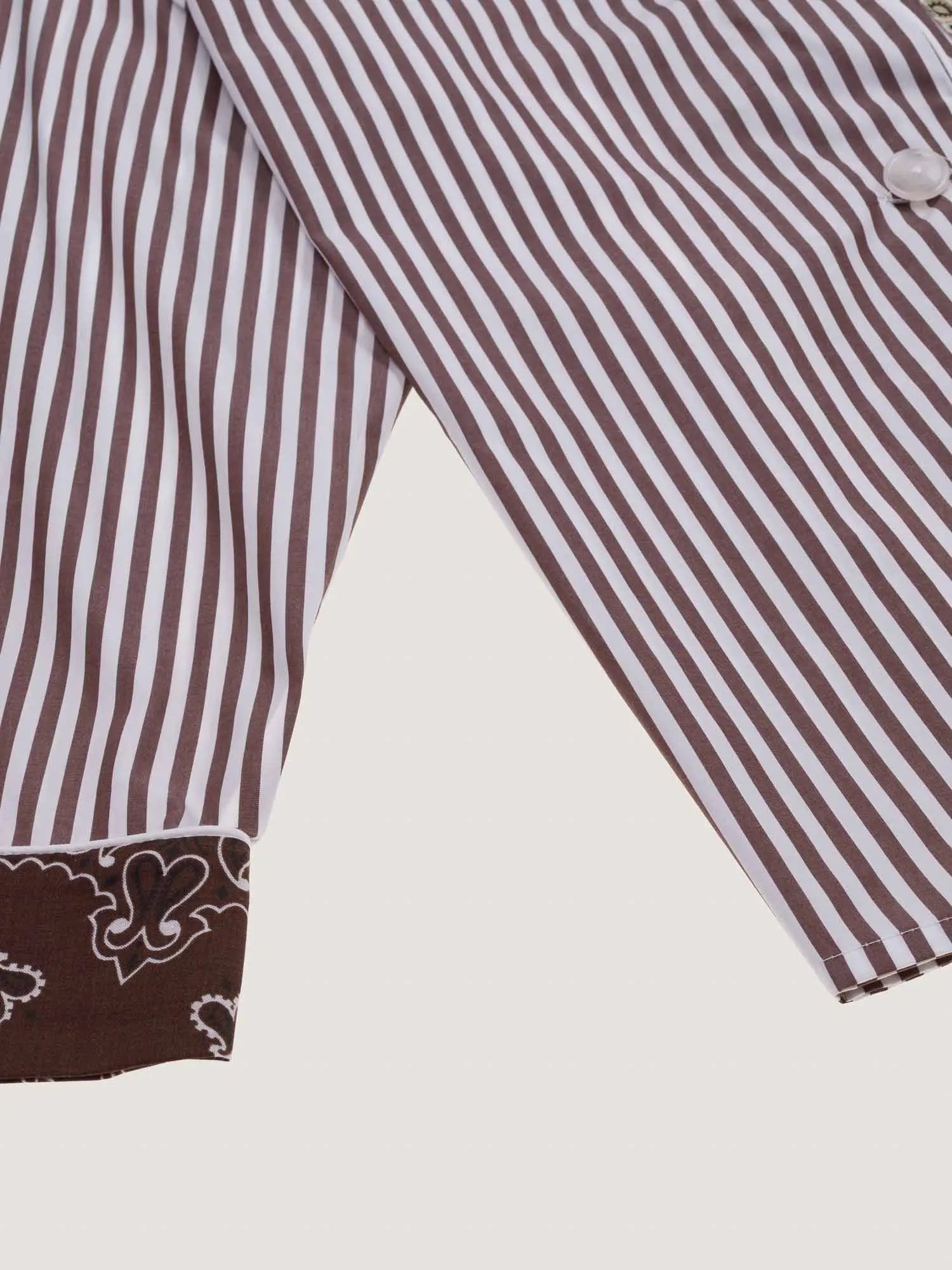 Chemise rayée - Marron / Beige