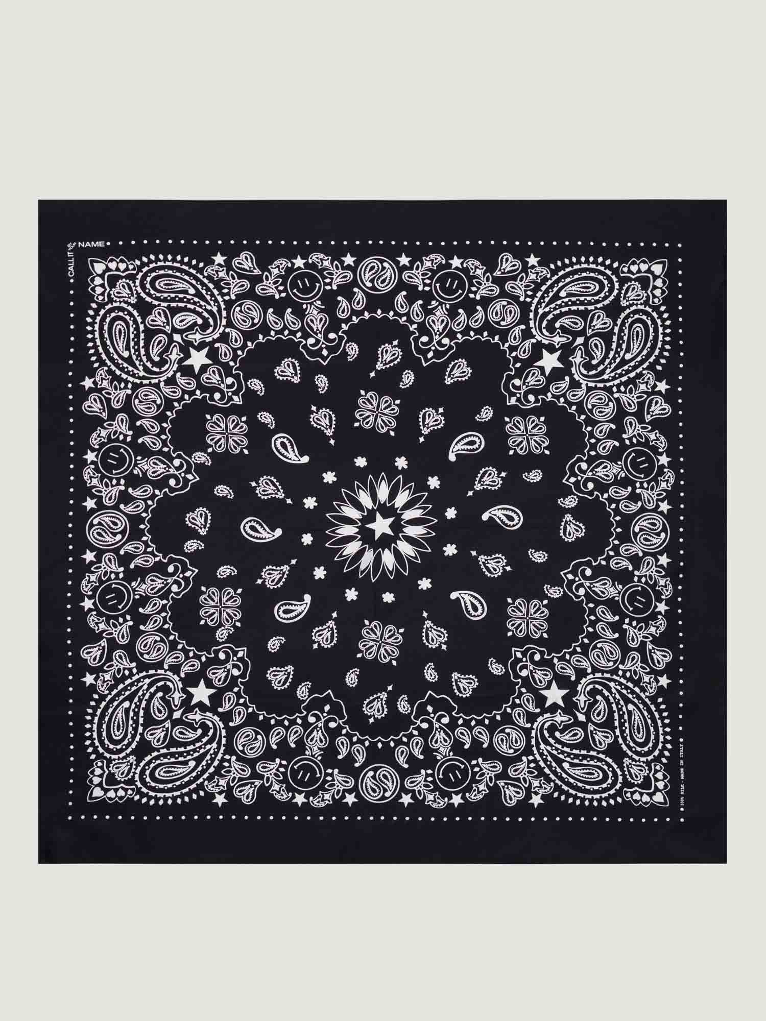 Silk Bandana - STAR - BLACK - Large Size