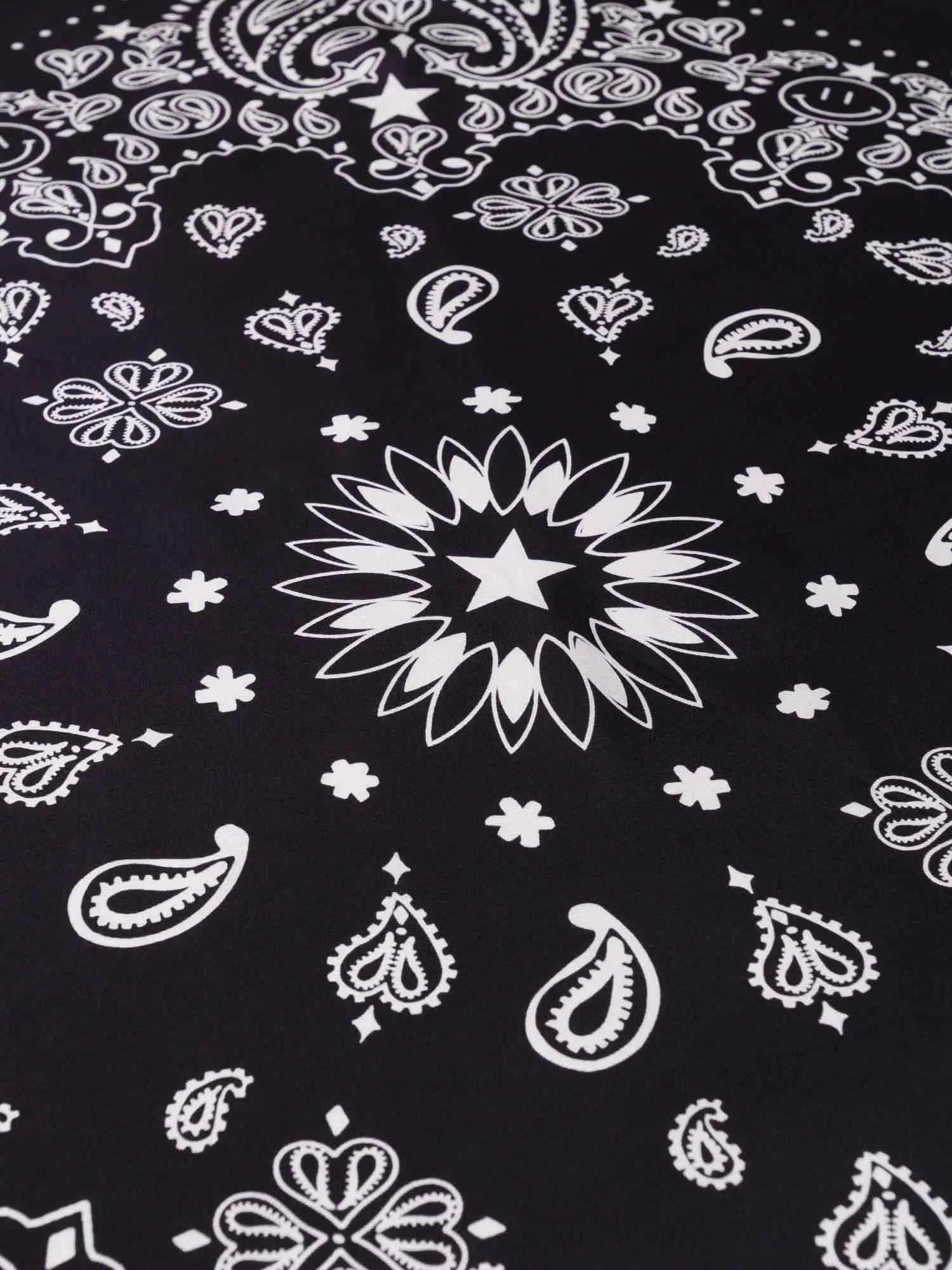 Silk Bandana - STAR - BLACK - Large Size