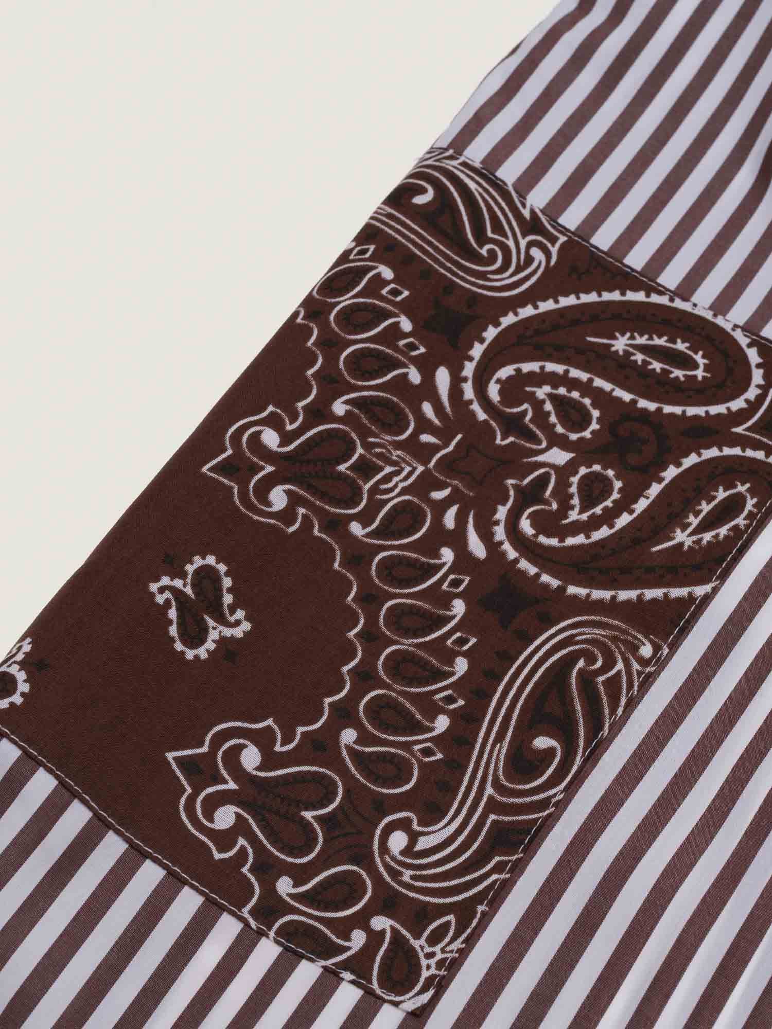 Bermuda rayé - Marron / Beige