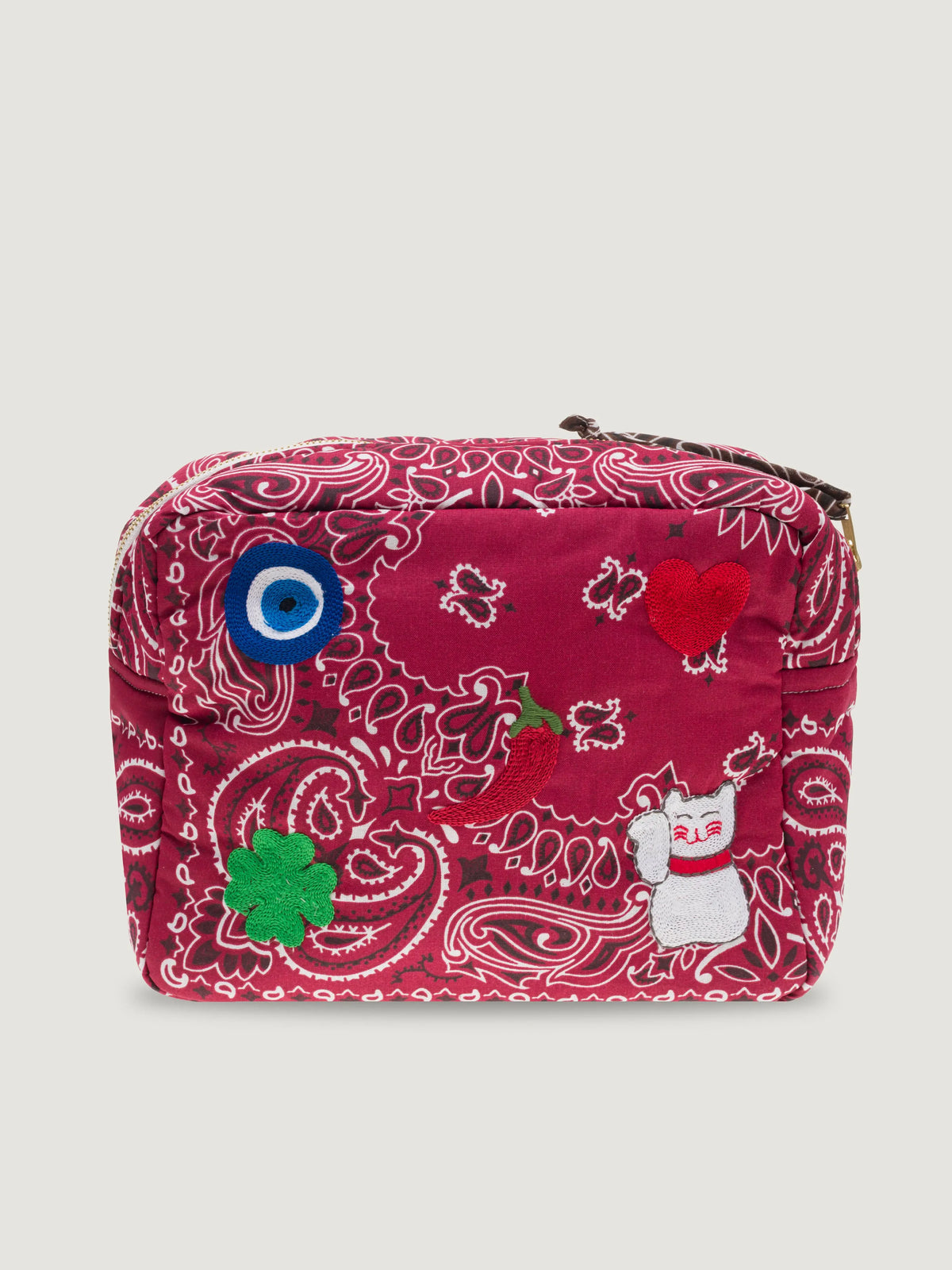 Trousse de toilette rectangle - MULTI-EMOJIS EYE - Bordeaux / Marron