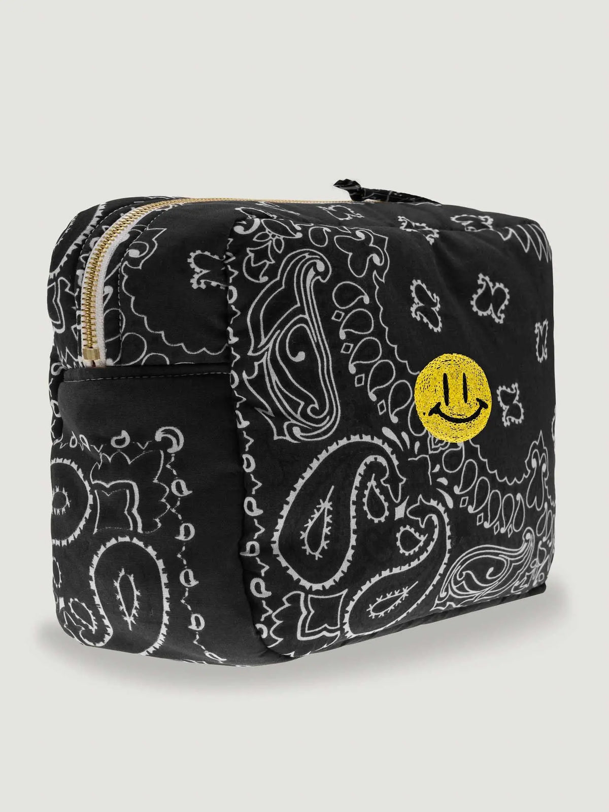 Rectangular toiletry bag - HAPPY FACE - All Black