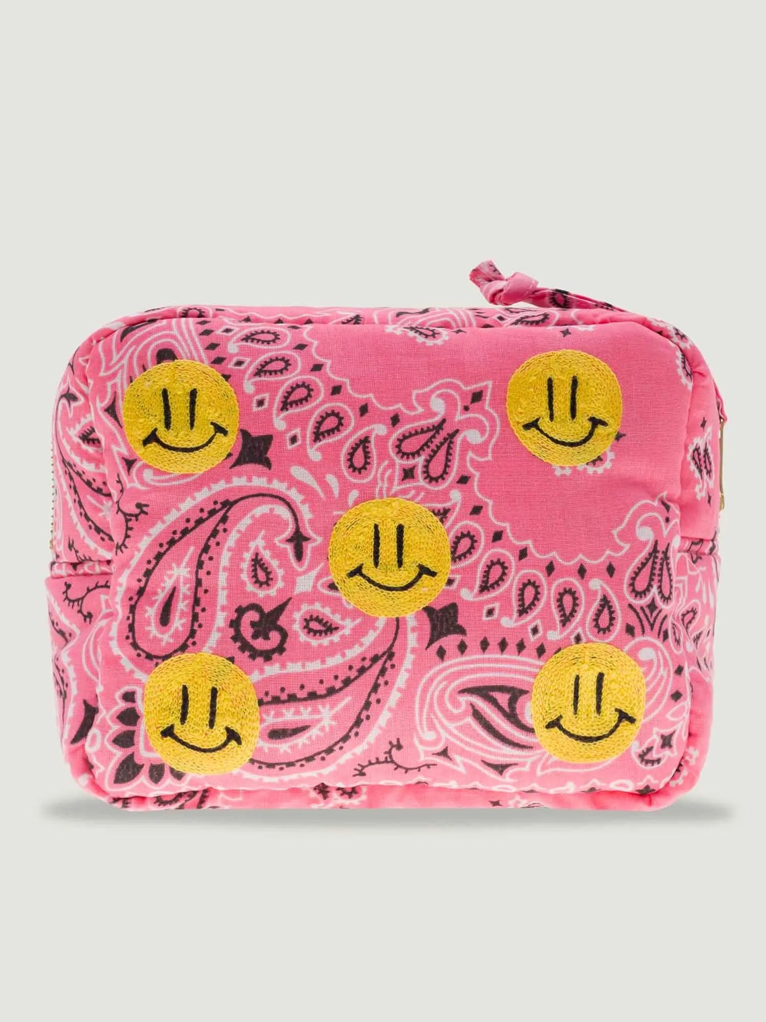 Rectangular Toiletry Bag - MULTI-EMOJIS HAPPY FACE - Strawberry Pink / Pale Pink