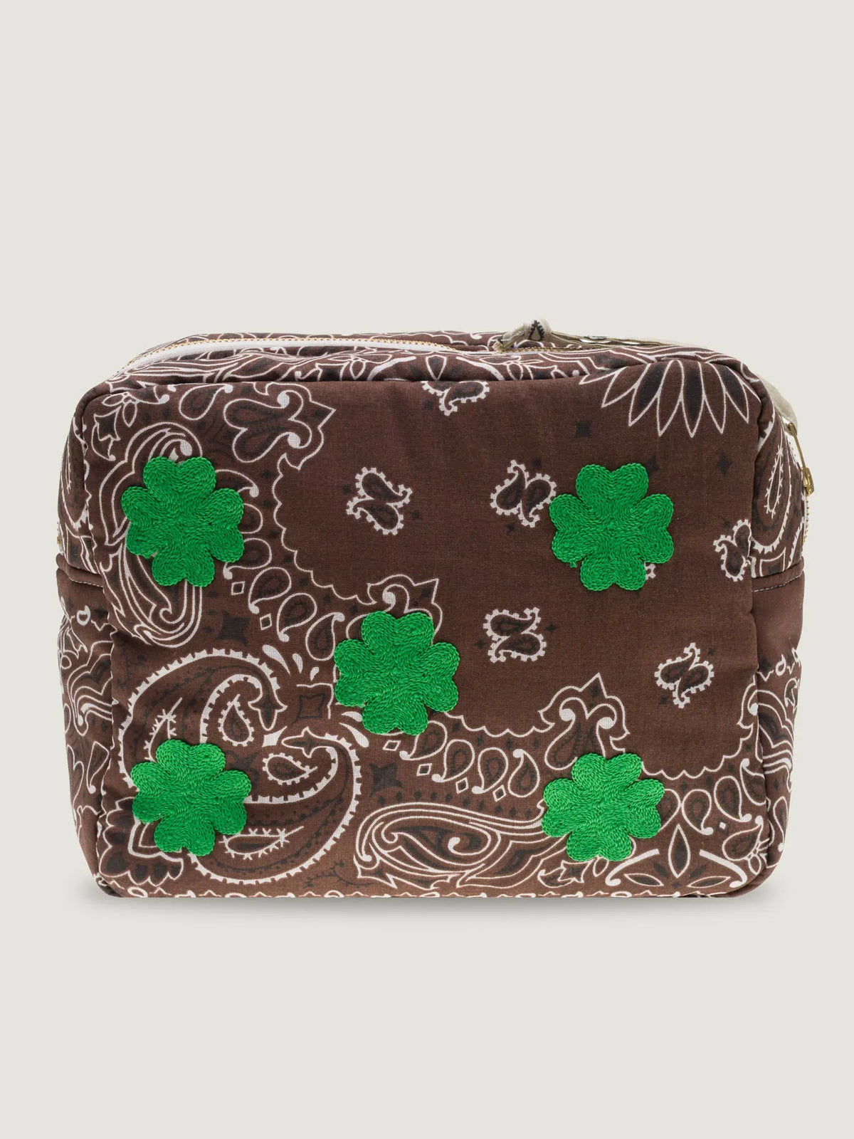 Trousse de toilette rectangle - MULTI-EMOJIS TREFLE - Marron / Beige