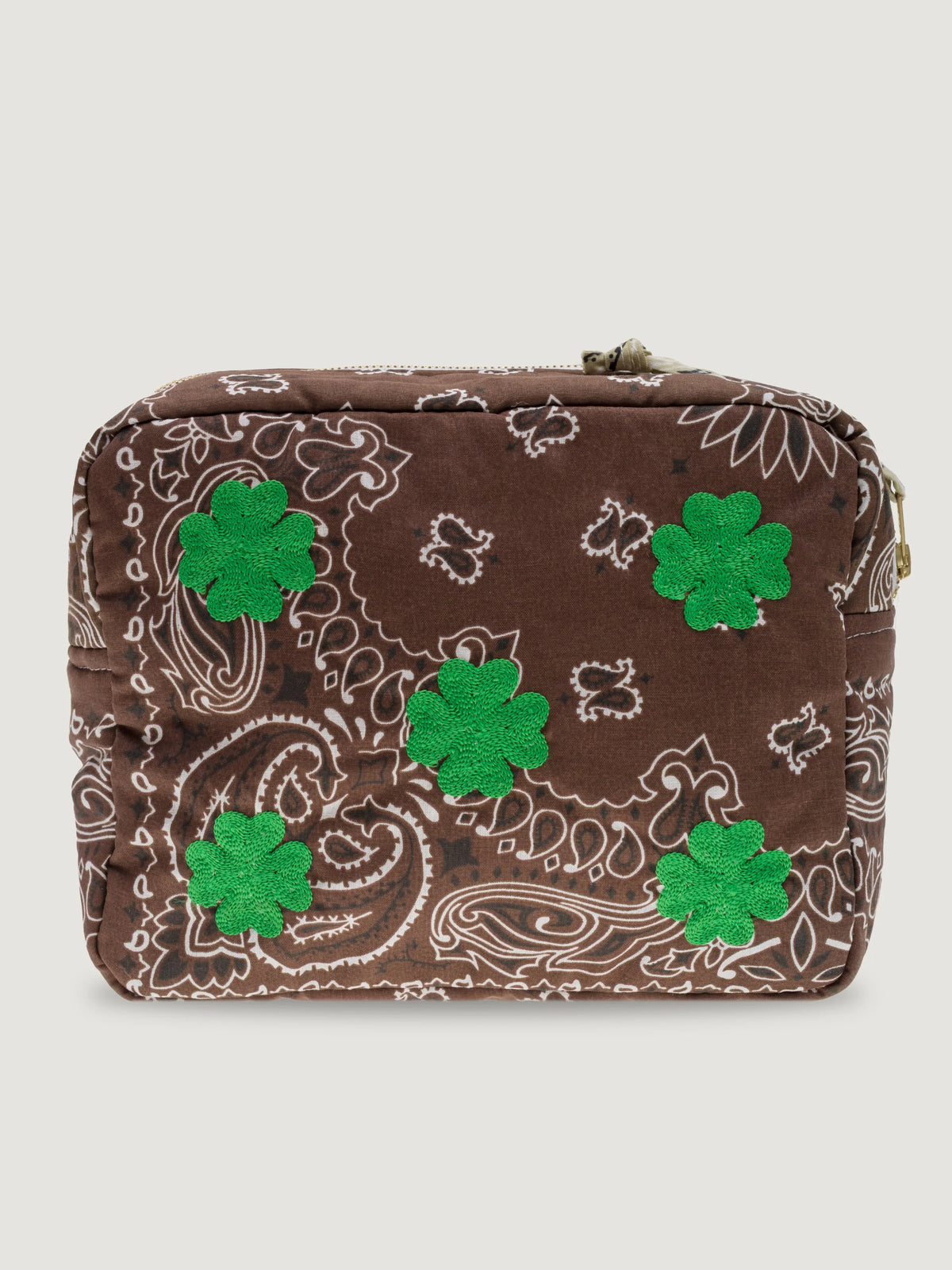 Trousse de toilette rectangle - MULTI-EMOJIS TREFLE - Marron / Beige